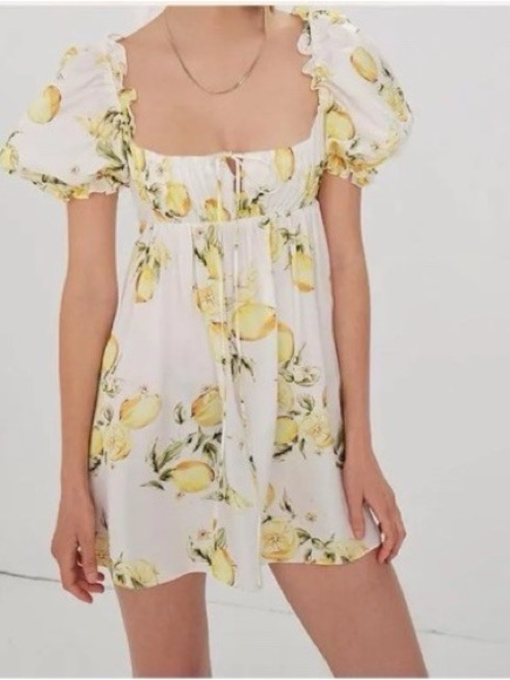 For Love & Lemons Serafina Mini Dress Print Puff Sleeve Mini Dress